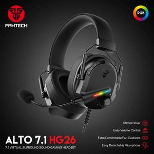 Headsets Fantoch Alto 7.1 Hg26 Game Head Witch Noise annulation détachable Microphone Surround Sound RGB Headphones USB filaire J240508