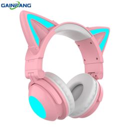Headsets Gainbang Cat Ear Draadloze Bluetooth -hoofdtelefoon 7.1 Kanaal Stereo Music Game oortelefoon met bilaterale microfoonruisreductie headsets 230314