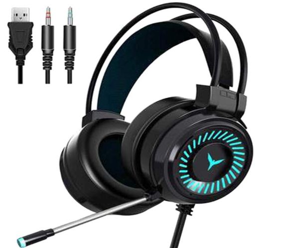 Headsets Gamer Gaming Headphones avec micro surround Sound Sound Stéréo USB Écouteurs câblés légers pour PC ordinaire de pic