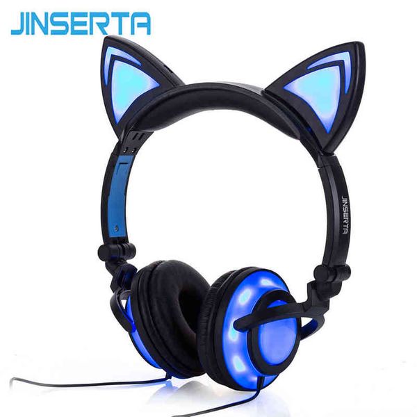 Casques JINSERTA 2020 Cat Ear casque LED Ear casque chat écouteur clignotant Glowing Headset Gaming Earphones pour adultes et enfants T220916
