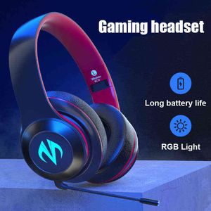 Headsets Kingstar 7.1 Surround Gaming Headset Wireless Game Bluetooth -hoofdtelefoon 3,5 mm LED -gamer -oortelefoons met microfoon voor mobiel/pc T220916