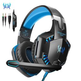 KOTION EACH G2000 casque de jeu basse profonde stéréo filaire ordinateur LED casque éclairé avec microphone pour PS4 XBOX PC Gamer J240123