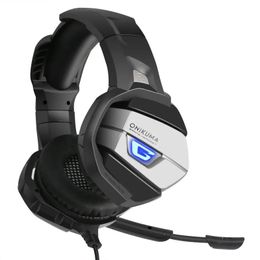 Headsets ONIKUMA Verbessertes Gaming-Headset Super Bass Noise Cancelling Stereo-LED-Kopfhörer mit Mikrofon für PS4 Xbox PC Laptop