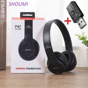 Auriculares P47 Auriculares inalámbricos Bajo plegable Bluetooth 5.0 Auricular Casco para niños Regalo Tarjeta TF con micrófono Adaptador USB Bluetooth para juegos de TV T220916