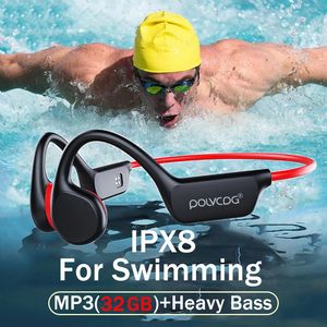 Headsets polvcdg botgeleiding headset IPX8 32GB bluetooth 5.3 draadloze zwemhoofdset met microfoon waterdichte oefening fitness 231128