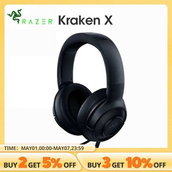Headsets Razer Kraken x Contrôle de jeu essentiel 7.1 Écouteur de son surround avec casqueur cardioïde pliable Écouteur de l'unité de pilote J240508