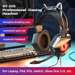 Casques Casque de jeu filaire avec prise 3,5 mm, pilotes 40 mm, son surround, micro HD pour PC, ordinateur portable, PS4, PS5, XBox Switch, casque J240123