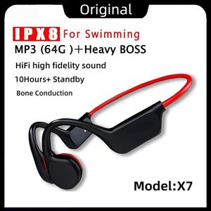 Headsets X7 Bone Conduction Elecphones Bluetooth sans fil IPX8 Player mp3 imperméable Hifi HOOK HOOK EN CHOOK AVEC MIC CASSET POUR NATY J240508