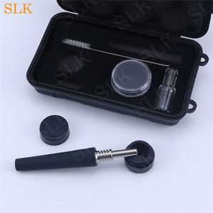 Headshop groothandel waterpijp mini rookpijpkits 7 in 1 siliconen rookpijpen Zet shisha bong wasolie olie rig dik glas titanium nagelrookfilter