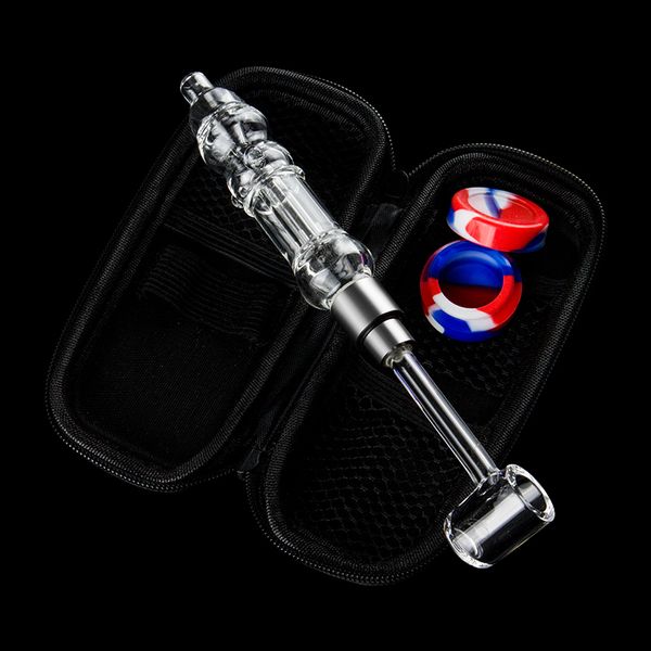 Headshop214 CSYC NC025 Bongs de vidrio Pipas para fumar a prueba de derrames Juego de bolsas 510 Punta de cerámica Cuarzo Banger Nail 45/90 grados Tarro de silicona Cera Dabber Tool Dab Rig Bubbler Pipe