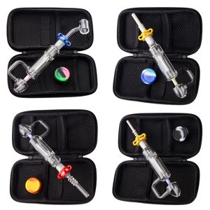 Headshop214 csyc nc063 glazen bongs rookpijpen tas set 14 mm keramische kwarts nagelclip dabbergereedschap siliciumpot ongeveer 8,15 inch od 25 mm draagbare dab rig bubbler pijp