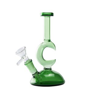 Headshop214 GB035 Ongeveer 7,08 inch Hoogte Glass Water Bong Half Maanvormige Dab Rig Rookpijp