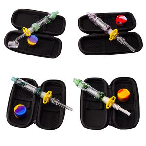 Headshop214 NC015 Pipe à fumer anti-éclaboussures de narguilé Bong en verre de calebasse coloré Environ 6,93 pouces 10 mm 14 mm Quartz Banger Nail Pointe en céramique Clip Dabber Tool Bag Set