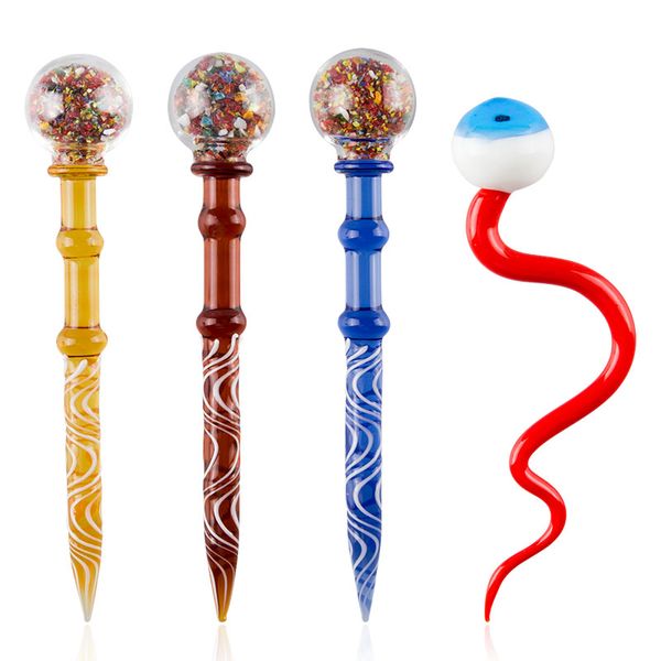 Headshop666 DA001 / DA002 Bongs en verre Dabber outil environ 5,11 pouces outils de cire d'oeil de serpent boule Carb Cap plate-forme pétrolière accessoires de tuyau de fumée