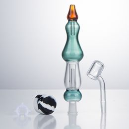 Headshop666 NC034 Hookah Colorido Tubos de Fumar 10mm Plataformas de Petróleo Bubbler Ponta de Titânio Cerâmica Quartzo Prego Silicone Jar Dab Rig Vidro Bong Presente