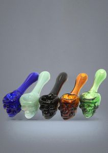 Headshop666 Y068 Colorful Skull Fumer Pipe de tabagisme 41 pouces Pocket Pocket Spoon Glass Pipes d'environ 105 cm de longueur facile à transporter4465507