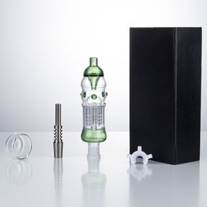 Headshop888 NC021 Bras Arbre Perc Dab Rig Tuyaux En Verre Bubbler Bong Coffret 14mm Titane Quartz Céramique Cire À Ongles Plat Coloré Anti-déversement OD 32mm Bongs D'eau