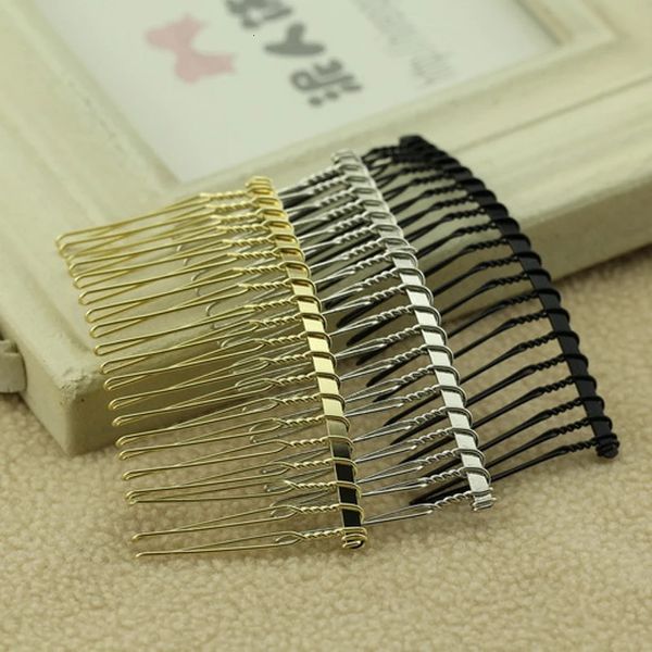 Accesorios para el cabello 100 piezas 20 dientes Color oro rosa Clips de peine de metal negro para bricolaje Boda Novia Accesorios para el casco Joyería de mujer 231204