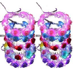 Accesorios para el cabello de la cabeza Corona de flores LED Fairy 14leds Light Up Worly Floral Headstewe Garland Garland Garland Crown Flower Dadban de flores 230815