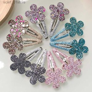 Headwear Hair Accessories 10 pièces/lot paillettes fleur lapin pinces à cheveux pour filles mignonnes BB épingles à cheveux à la main Barrettes chapeaux mode enfants cheveux accessoires L231214