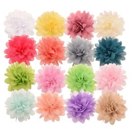 Accessoires pour cheveux 120 pièces 2,5 pouces fleurs en mousseline de soie fleurs pliables accessoires de cheveux de mode pour filles nœuds de cheveux bandeaux pince à cheveux 231118