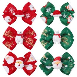 Accessoires pour cheveux 36 pc/lot pinces à cheveux avec nœud en ruban de noël bébé fille enfants Barrettes de noël Clips pour filles accessoires de cheveux de noël en gros 231118