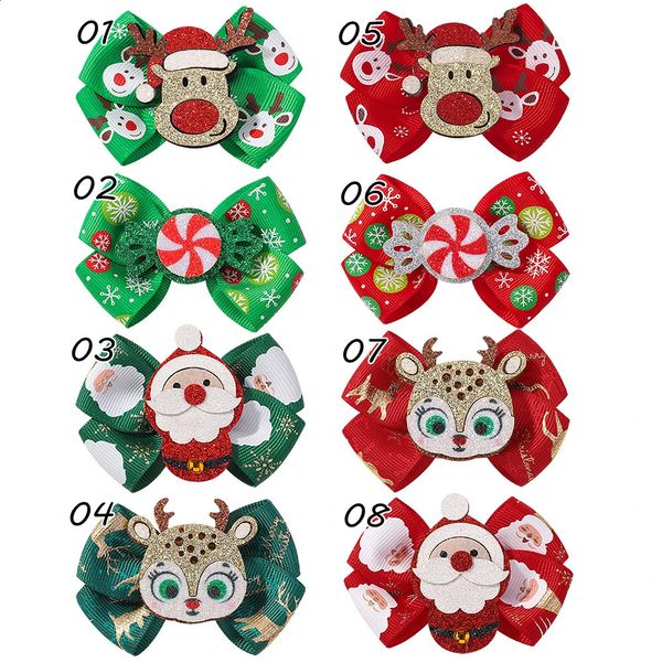 Accessoires pour cheveux 40 pc/lot pinces à cheveux avec nœud en ruban de noël bébé fille enfants corne de noël barrettes de cerf pinces pour filles accessoires de cheveux de noël 231118