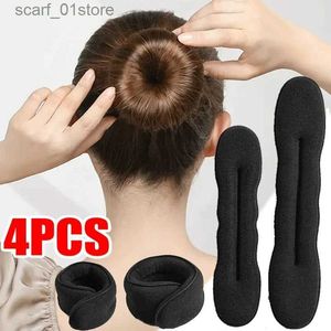 Hoofddeksels Haaraccessoires 4 STKS Spons Haar Styling Tool Krullend haar Maker Haar Chouchou Hoofdband Twist Donut Bun Curler Haiands Kapsel ToolsL231214