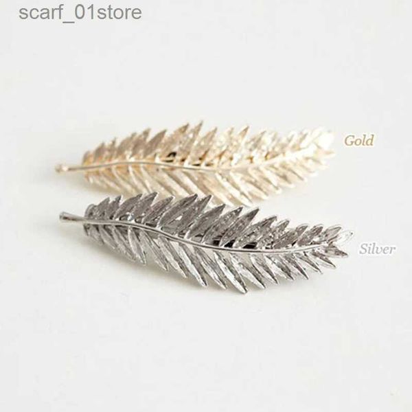 Couvre-chef Accessoires pour cheveux Alliage Antique Argent Feuille d'or Plumes Barrettes Pinces à cheveux Épingles Chapeaux Accessoires pour cheveux pour femmes L231214