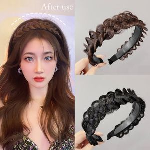 Hoofddeksels Haaraccessoires Zwarte Twist Vlechtbanden voor Vrouwen Getande Antislip Designer Hoofdbanden Mode Verstelbare Vlechten Hoofdband Meisjes 230605