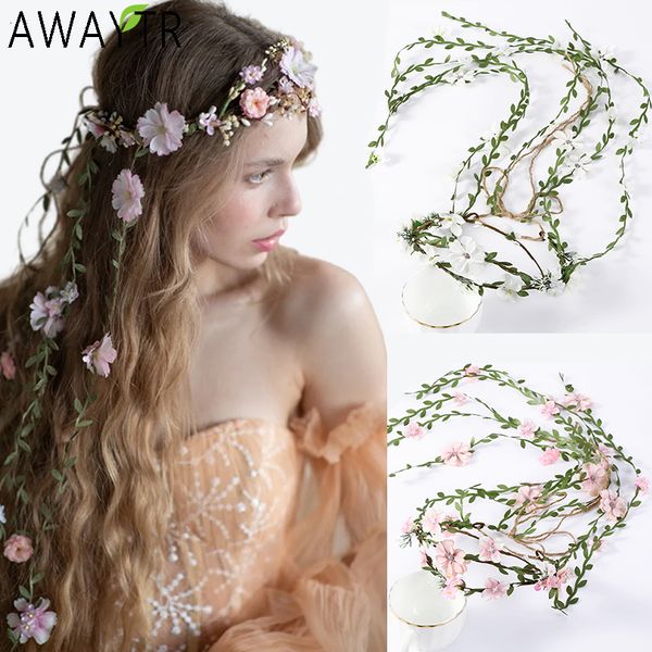 Headwear Accesorios para el cabello Bohemio Rattan Flower Vines Crown Diadema para novia Wedding Girls Floral Wreath Head Band Peinados Headdres 230629