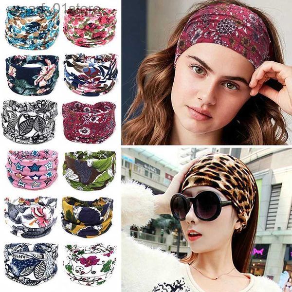 Chapeaux Accessoires pour cheveux Bohème large coton Stretch bandeaux femmes Headwr Tuan chapeaux pansement Haiands Bandana larges bandeaux cheveux accessoires L231214