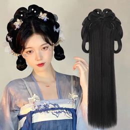 Couvre-chef Accessoires pour cheveux Sac Hanfu chinois ancien bandeau intégré ensemble de cheveux noirs style Tang antique accessoires bouclés novices pour femmes 231207