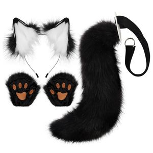 Chapeaux Cheveux Accessoires Costume Ensemble Oreilles Queue Patte Gants Animal Fantaisie Kit pour Adultes Halloween Cosplay Costumes 230729