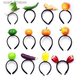 Couvre-chef Accessoires pour cheveux Personnalité créative Drôle en trois dimensions Bande de cheveux végétaux ple Citron Fruit Tête Cerceau Nouveauté Chapeaux Accessoires pour cheveuxL231214