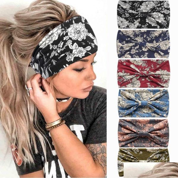 Headsear Hair Accessories Fashion Floral Femmes Bandeau Leopard Cross Notted Bow Murffon Band Boho Headress Ladies Hoop Drop Dev Dhmjh