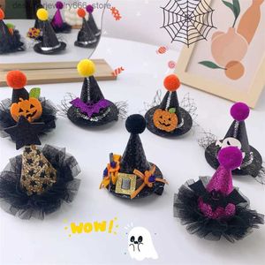 Hoofddeksels Haaraccessoires Halloween Heksenhoed Haar Eendenbek Clip Flitslamp Kanten Hoed Haarspeld Dames Meisje Feestkostuum Ornamenten Hoofddeksels Haaraccessoires Q231005