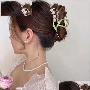 Accesorios para el cabello Accesorios para el cabello Accesorios para el cabello 2022 Nuevas flores elegantes coreanas Garra de metal grande Cola de caballo Mujeres Mariposa Tiburón Dhwua