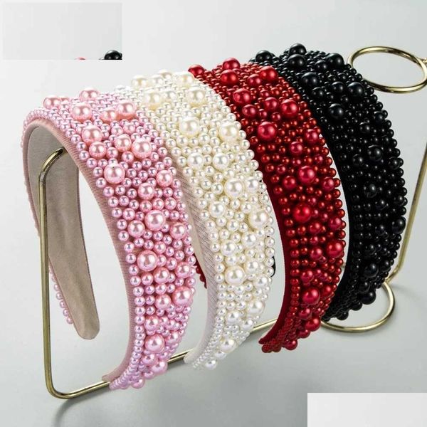 Chapeaux Accessoires pour cheveux Chapeaux Accessoires pour cheveux Tissu de haute qualité Perle à ongles Large bord Perle Bandeau Mode Femme Tendance Haiand Dhgry