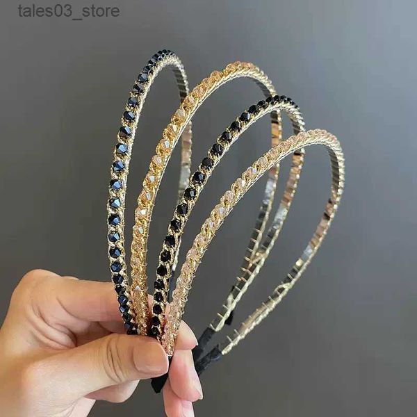 Accesorios para el cabello Accesorios para el cabello Cadena de cristal coreana Bisel Headwear Mujeres Diadema Niñas Vintage Bandas para el cabello Haiand Hoop para el banquete de boda Accesorios para el cabello Q231204