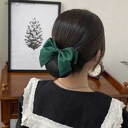 Hoofdkleding haaraccessoires Koreaanse satijnen boog haarclip met net broodje lint haarbroodje cover hoofddeksel haar accessoires bowknot snood dames haren hairsl231214