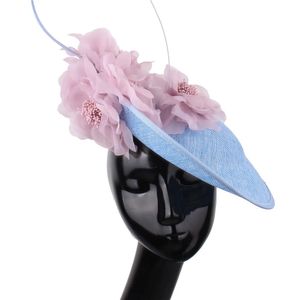 Couvre-chef accessoires pour cheveux dames fascinateurs chapellerie chapeau fête mariage Sinamay large bord Fedora casque église 231207