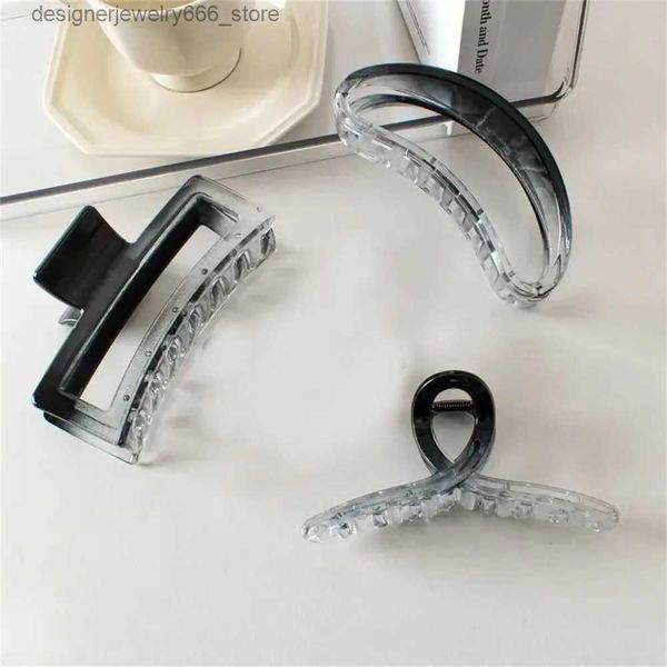 Accesorios para el cabello Accesorios para el cabello Pinzas para el cabello acrílicas con degradado en blanco y negro, pinzas para el cabello con estilo de tinta transparente, accesorios para el cabello elegantes para ducha de alta calidad Q231005