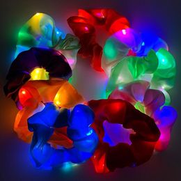 Headwear Accesorios para el cabello Light Up Scrunchies para niñas Led Ties Mujer Laser Mermaid Scrunchy Bands Glow In The Dark Party Supplies Ot9El