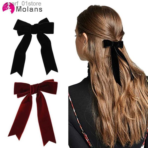 Molans Mode Velours Arc Épingle À Cheveux Rouge Barrette Noir Pince À Cheveux Femmes Filles Hairgrip Vintage Chapeaux Accessoires De CheveuxL231214