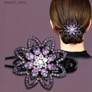 Accessoires pour cheveux multicolore strass fleur femmes griffe de cheveux coiffure grande taille strass La pince à cheveux creuse accessoire de cheveux de mode Q231204