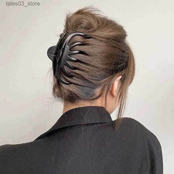 Accesorios para el cabello de la cabeza nueva Campa de cabello grande Cañado de cabello Cangrejo Mujeres sólidas de plástico sólido Clips de hebilla de cabello accesorios para el cabello Barrette Q231204