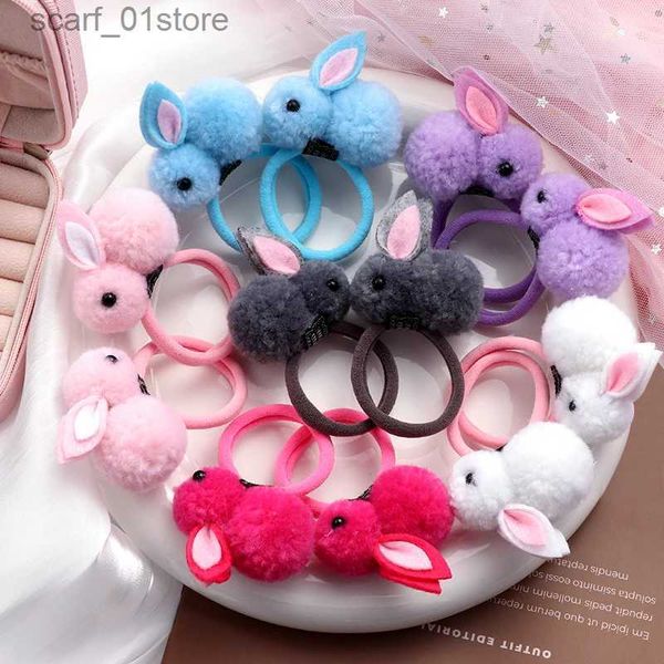 Accessoires pour cheveux Nouveaux bandes de cheveux de lapin mignon pour bébé filles animaux faits à la main bandeau élastique cordes de cheveux enfants chapeaux de bande dessinée accessoires de cheveux L231214