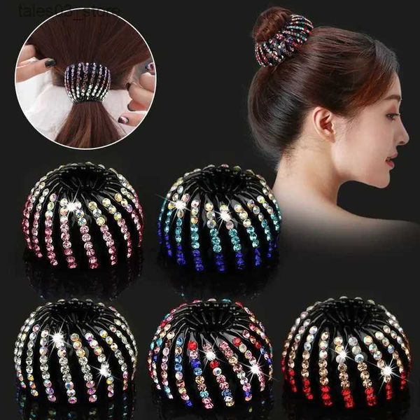 Accesorios para el cabello Accesorios para el cabello Nueva moda Damas Bollo para el cabello Cristal Garra para el cabello Horquilla Nido de pájaro Expansión Accesorios para el cabello Hebilla de cola de caballo femenina Sombreros Q231204