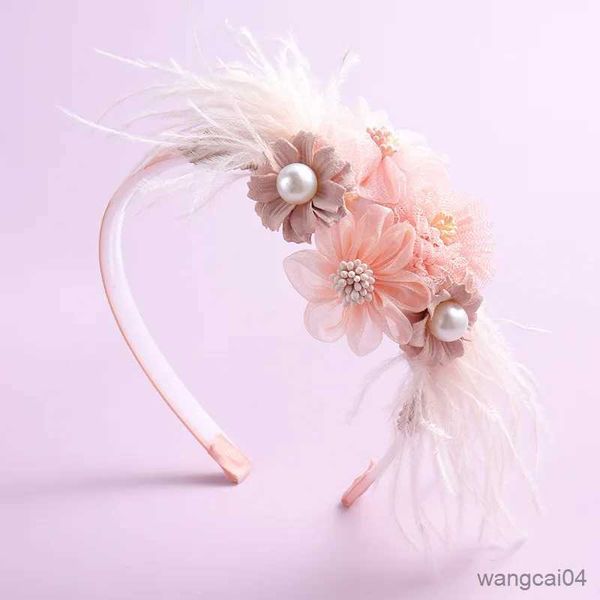 Accesorios para el cabello Accesorios para el cabello Nuevas diademas hechas a mano para niñas de flores Linda perla Pluma Boda Princesa Fiesta de baile Headwear Accesorios de moda R231025